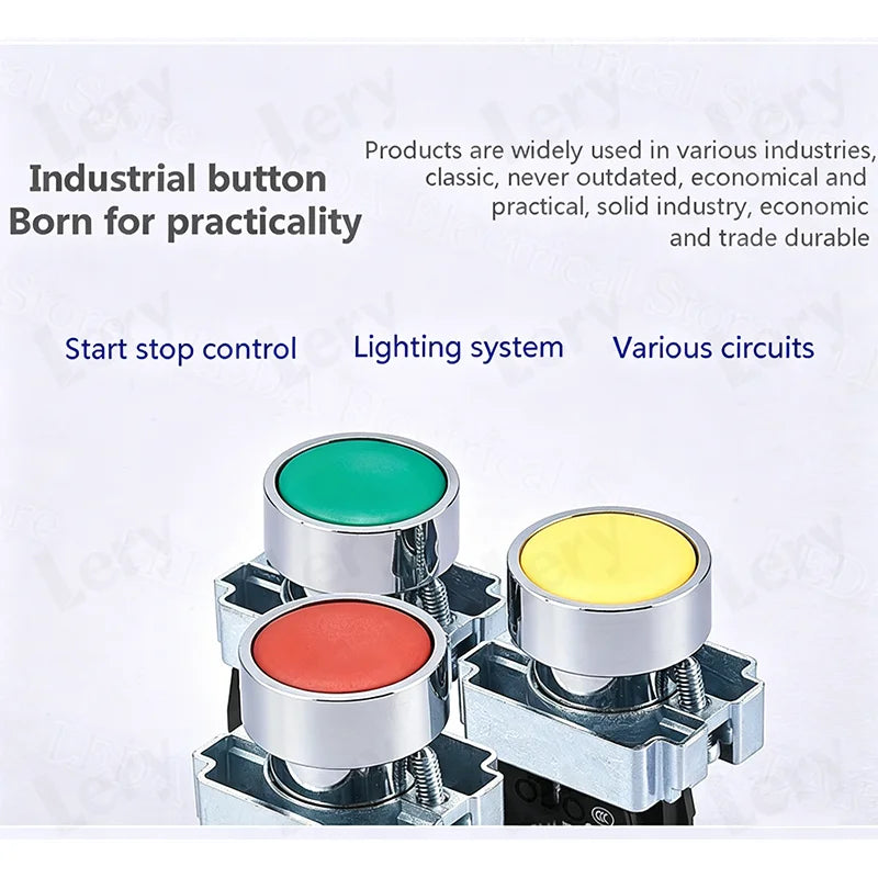 1Pcs XB2-BG21 XB2-BA31 XB2-BS54 22mm Knob Key Start Inching Power on Button Switch Self Reset Small Mushroom Head Emergency Stop