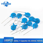 100PCS Safety Y Capacitor 250V 400V 102M 103M 471M 222M 472M 470PF 1NF 2.2NF 4.7NF 10NF Ceramic Capacitors Kit