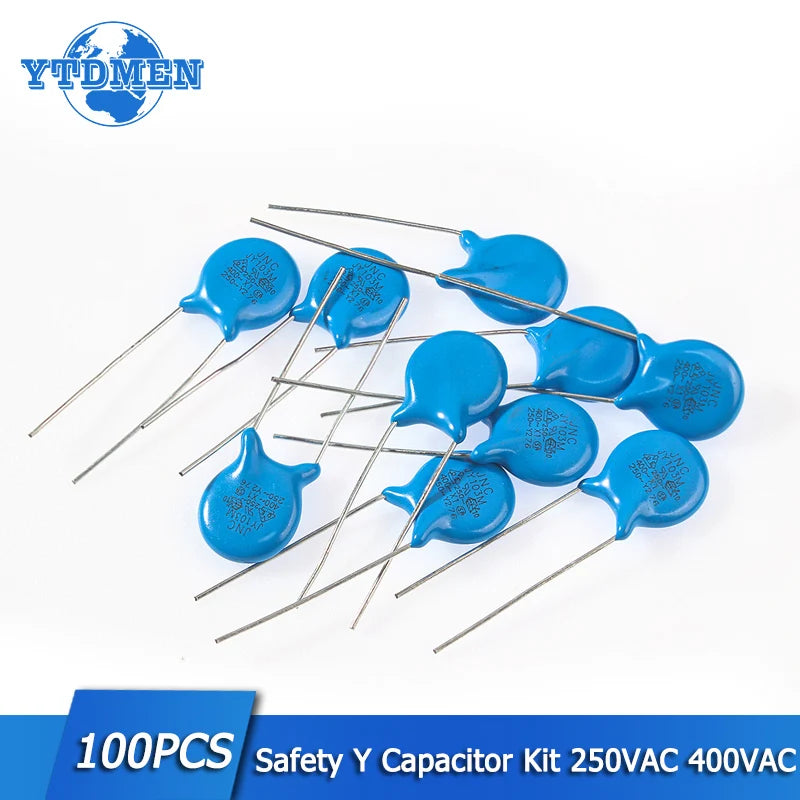 100PCS Safety Y Capacitor 250V 400V 102M 103M 471M 222M 472M 470PF 1NF 2.2NF 4.7NF 10NF Ceramic Capacitors Kit