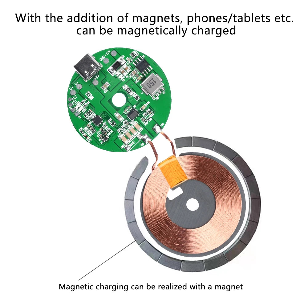 5V/9V/12V 9V-30V 20W High Power Wireless Fast Charger Transmitter Module Type-C Fast Charging Circuit Board for Mobile Phone