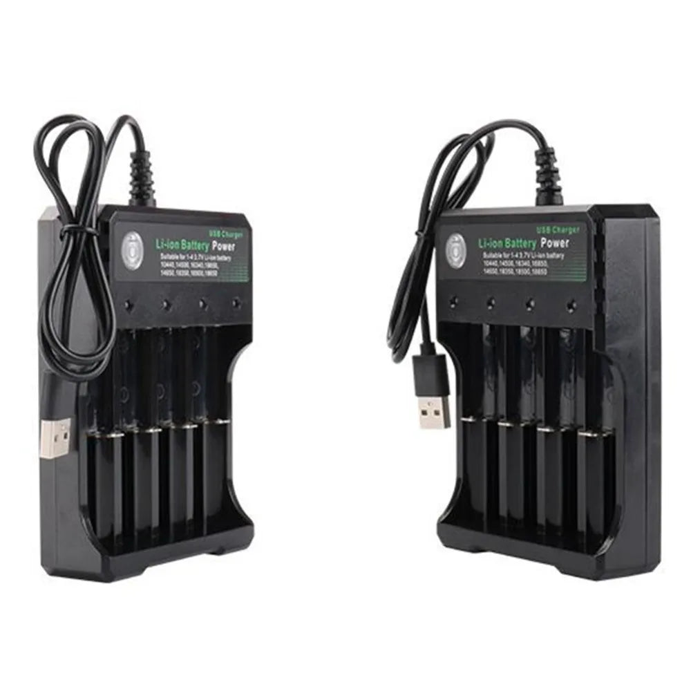 18650 Charger 4 Slots 4.2V Li-ion Battery USB Rechargeable Charging 18650 18500 14500 16650 26650 Lithium Battery Smart Charger