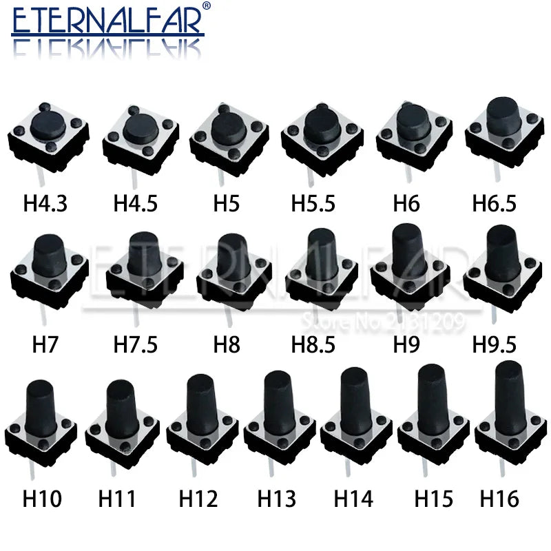 Tact Push Button Switch 12V Copper 4PIN DIP2 SMD Micro Switch 6X6X5 4.3 5 5.5 6 7 8 9 10 11 12 13 15MM TV Toys Home Use Button
