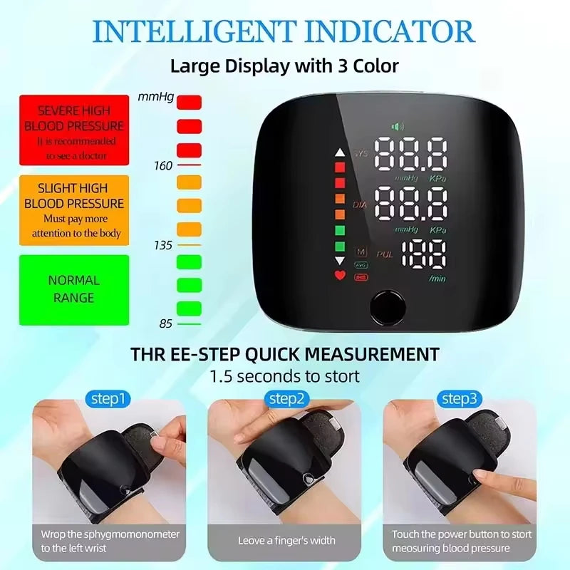 Digital Blood Pressure Monitor Wrist Tensiometer Electronic Sphygmomanometer Tonometer Or LCD Forehead Digital Thermometer