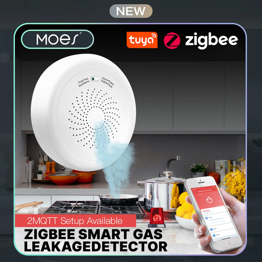 Smart Gas Leak Detector,ZigBee Tuya Alarm Sensor,Combustible Gas Leakage Alarm for Home Security,APP Remote Control, Smart Life