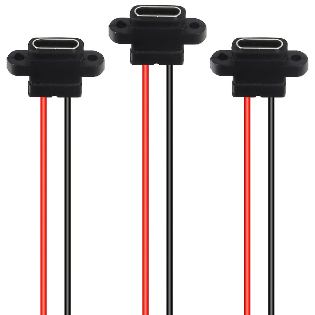 Waterproof USB3.1 Type C Female Panel Mount Socket 2Pin 3A High Current Fast Charging Welding Connector with Rubber O Ring Seal