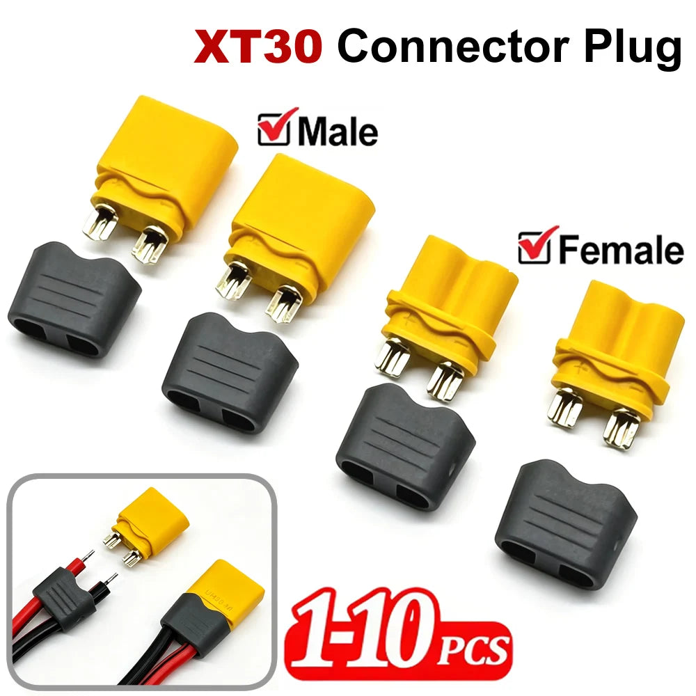 XT30 Connector Plug with Sheath Housing Male/Female XT30 Plugs and Welding Fixtures For RC Lipo Battery Cars Drones Airplane