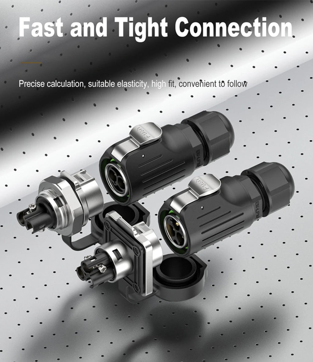 EW-LP16 IP68 Waterproof 20A 600V AC 2Pin 3Pin Crimping Quick Connection Power Aviation Connector Male Plug Female Socket Panel