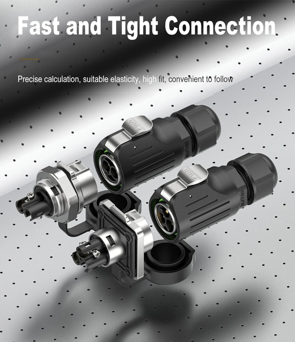 EW-LP16 IP68 Waterproof 20A 600V AC 2Pin 3Pin Crimping Quick Connection Power Aviation Connector Male Plug Female Socket Panel