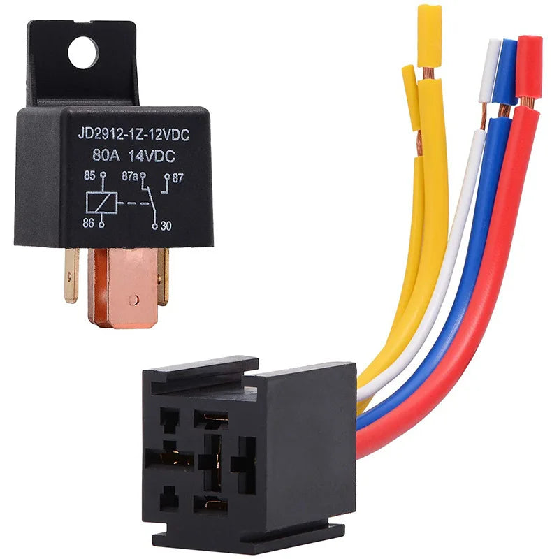 DC 12V/24V 4 Pin 5 Pin 30A Waterproof Automotive Relay With Socket Car Relay Auto Relay  Fuse Coil 1.8W Voltage Relay Vehicle