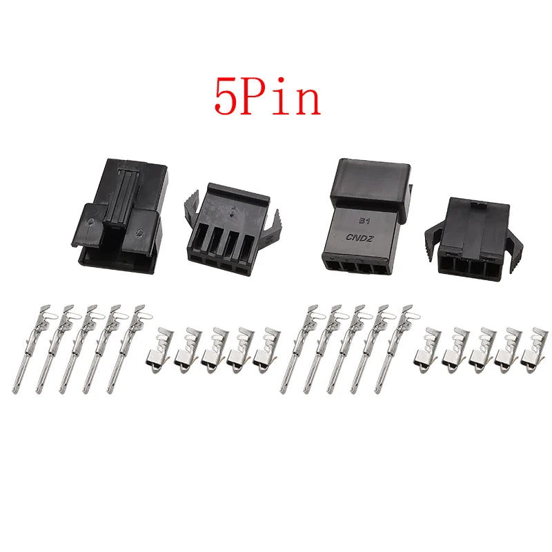 SM 2.54mm Pitch JST SM 2/3/4/5 Pin Female and Male Black Plastic Housing Wire Connector JST SM2.54 Plug Shell Crimp Terminals