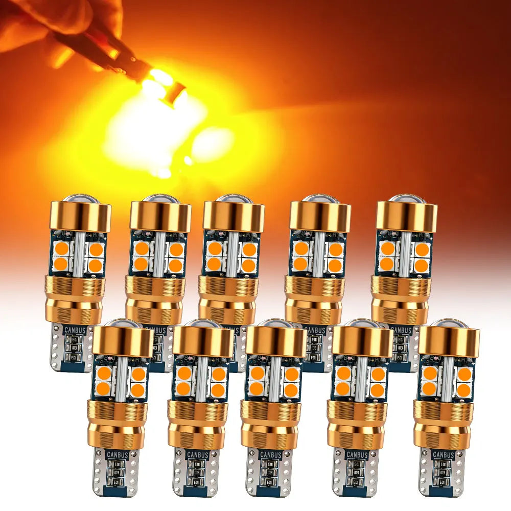 2/6/10PCS LED Signal Light Bulb Package 3030 12V 24V DC Orange Amber 158 175 Position 2821 Parking 2827 2525 T10 Car Truck Bulbs