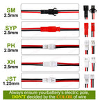 SM XH PH 2.54mm 1.25mm JST Connector Cable for 2 Pin Balance Adapter XH2.54 2.54 1.25 2Pin 2P Battery Male Female Connect Plug