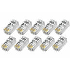10/50/100Pcs Pass Through RJ45 Cat6 Shielded Connectors Crystal End Gold-Plated 8P8C Crimp UTP Ethernet Modular Plug