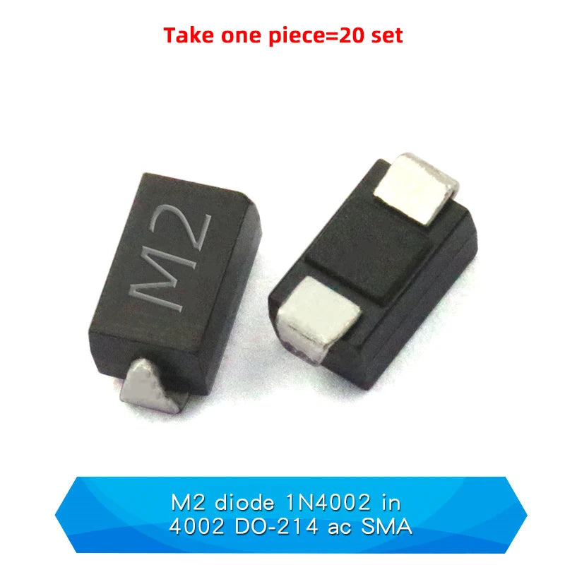 20PCS M1 M2 M4 M7 S4 SMA 1A 1N4001 4002 4004 4007 SS12 SS310 RS1M RS2M ES1D ES1J US1M SMD Schottky Rectifier Diode DO-214AC