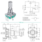 5/10Sets EC11 360 Degree Rotary Encoder Code Switch Digital Potentiometer 5 Pins Handle Length 20mm with Push Button,Knob Cap