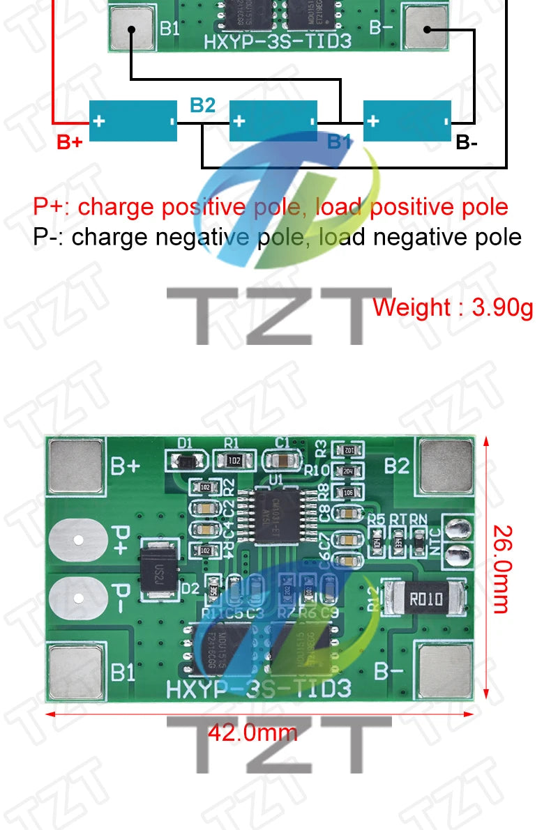 TZT 1/3PCS 3S 10A Li-ion lithium battery 18650 charger PCB BMS protection board 12V 11.1V 12.6V prevent overcharge