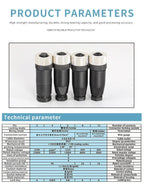 M12 Waterproof IP67 Aviation Plug Socket 4 5 8 Pin Hole Needle Male Curved Straight Screw Solderless Power Connector PG7 Charger