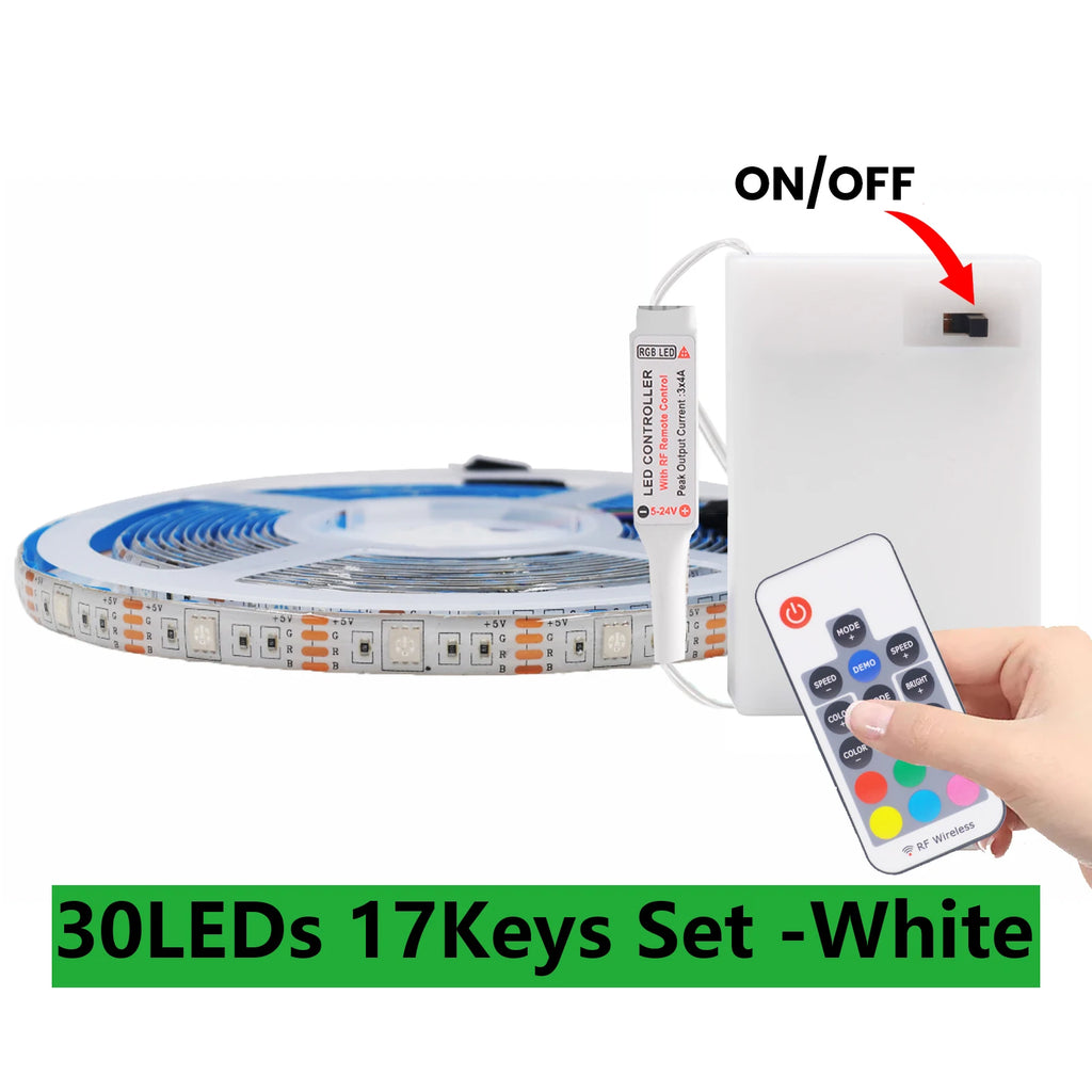 DC 5V 5050 RGB Strip LED Light Battery Powed Waterproof Ribbon Tape Stable Led Strips Indoor Outdoor Decoration Remote Control
