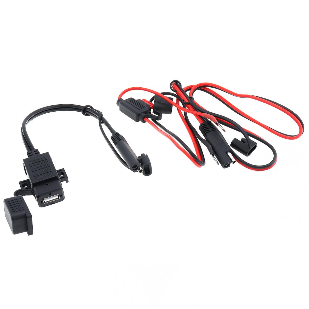 12V Waterproof Motorcycle SAE to USB Phone GPS MP4 Charger Cable Adapter Motorbikes Inline Fuse Power Supply
