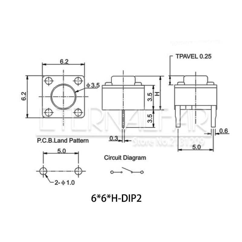 Tact Push Button Switch 12V Copper 4PIN DIP2 SMD Micro Switch 6X6X5 4.3 5 5.5 6 7 8 9 10 11 12 13 15MM TV Toys Home Use Button