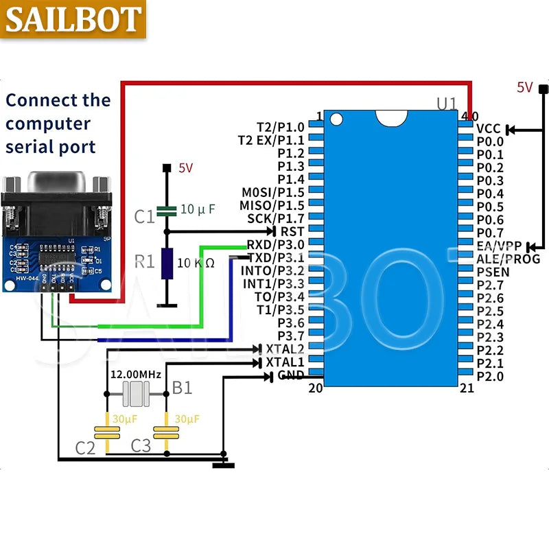 1/5/10PCS MAX3232 RS232 to TTL Serial Port Converter Module Female DB9 Connector MAX232 Flashing Board