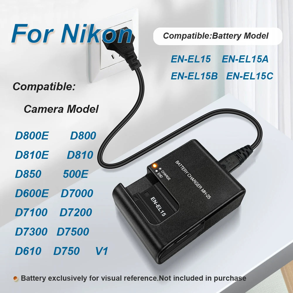 MH-25 EN-EL15 Charger D850 D800 D800E D810 D810E D600E D500 D7000 D7100 D7200 D7300 D7500 D610 D750 V1 Camera Battery Charger