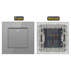 JHJCH - 1 Gang 1/2 Way Stair Switch, Tempered Glass Panel, Rocker Light Switch, On / Off Switch, Toggle Wall Switch