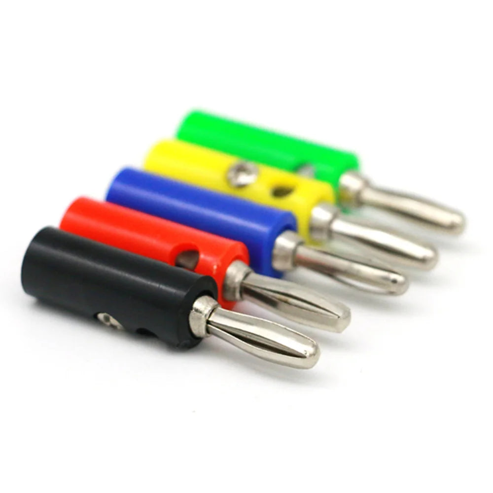 5Pcs 4mm Banana Plug Connector Audio Speaker Adapter DIY Test Screw Type Banana Plugs Connectors Black Red Green Blue Yellow