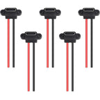 Waterproof USB Type C Female Socket, 2-Pin 3A Fast Charging Port, Direct Crimp Mount for Cable Repair & DIY Extension