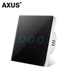 AXUS EU Touch Switch  AC100-240V Power LED 1/2/3 Gang Crystal Glass Panel Wall Lamp Light Switch Sensor Switches Interruttore