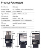 TISHRIC 9Pin To 2 Ports USB 2.0 Expansion Card USB 2.0 Motherboard Header 9pin to 2 Ports USB 2.0 Dual USB A 9 Pin Female Adapt