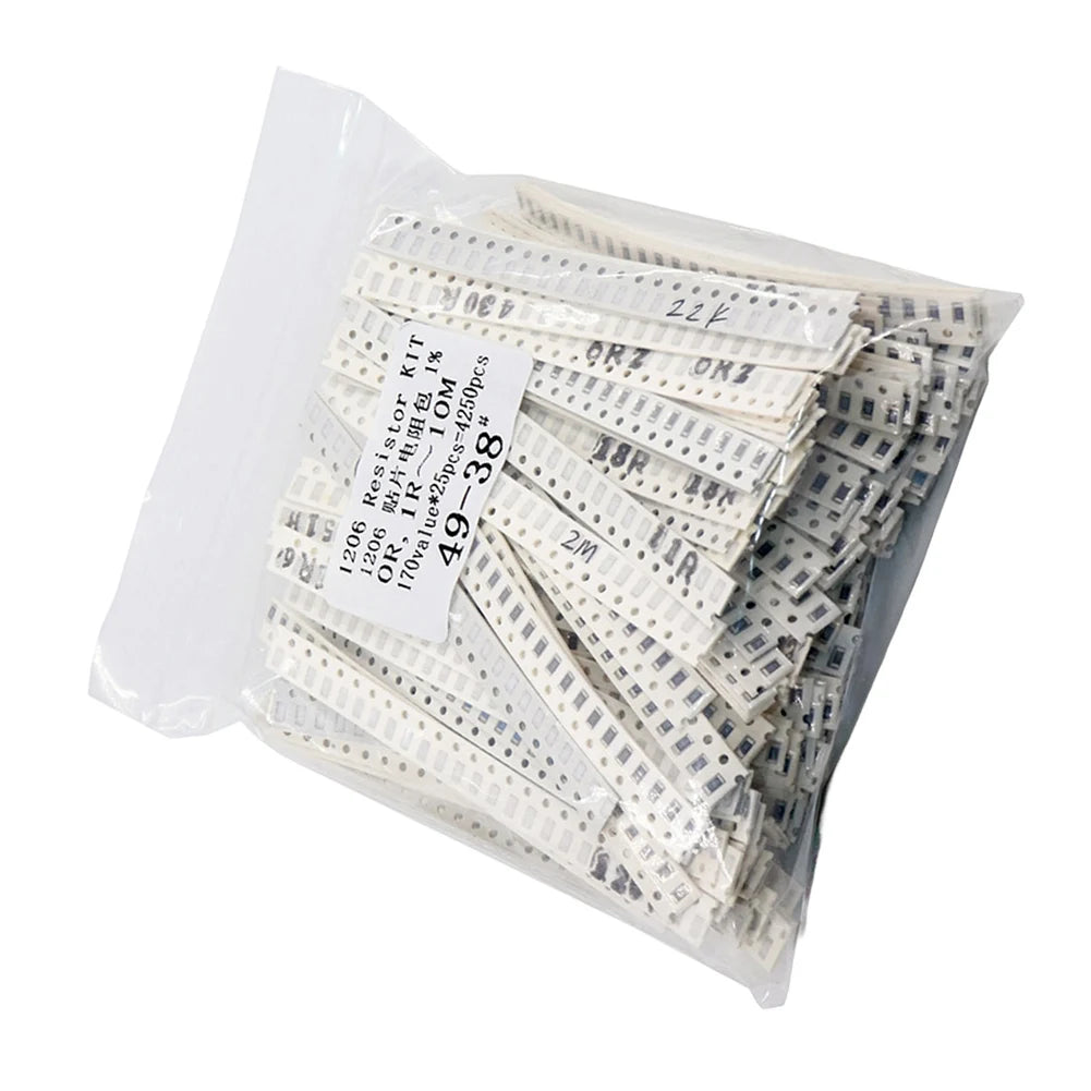 1206 For SMD Resistor Kit 1ohm-10M Ohm 1% Tolerance 4250pcs 170 Values Assorted Pack For Electronic Circuit Board Repair Project