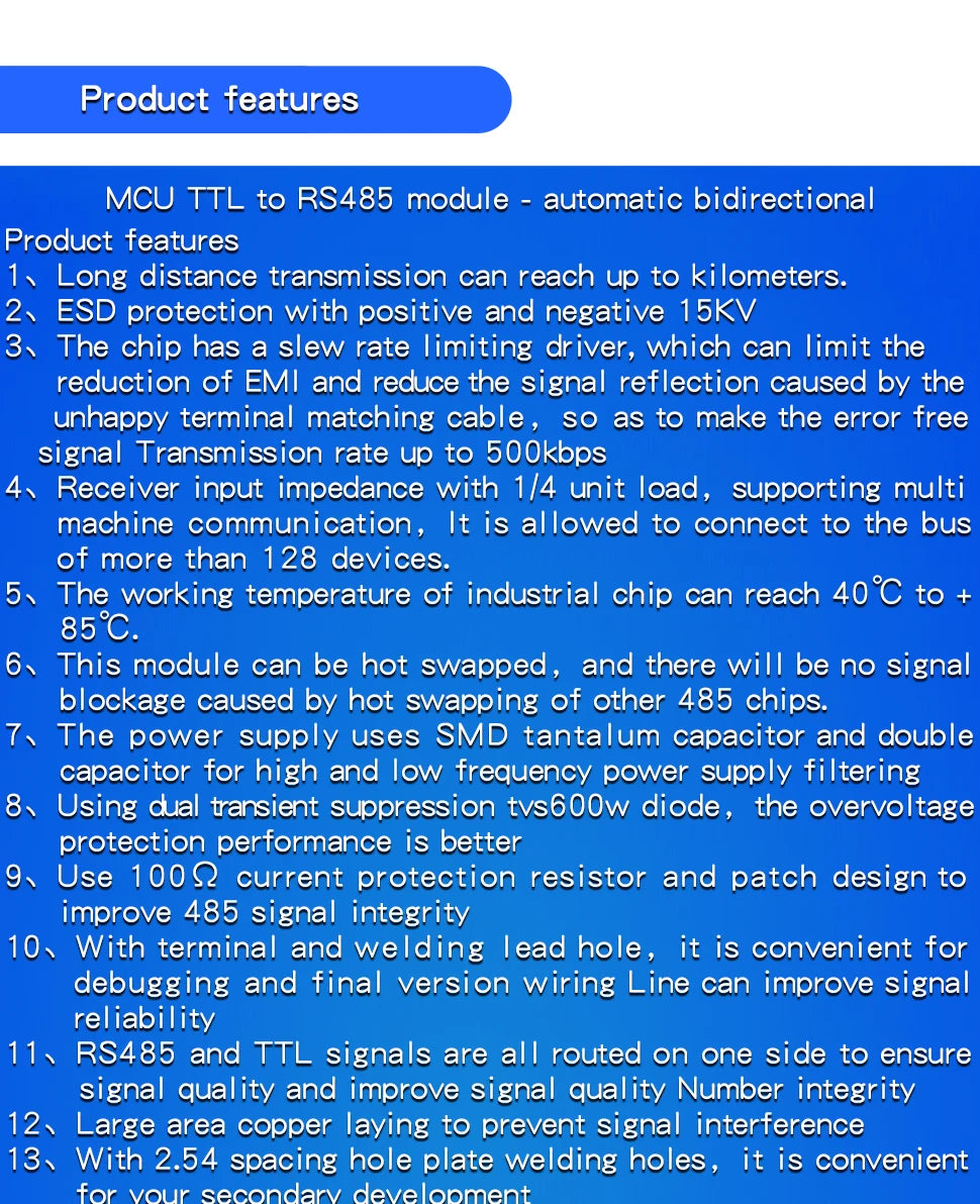 1PCS TTL to RS485 Module 485 to Serial Port UART Level Mutual Transfer Hardware Automatic Flow to the Control Board
