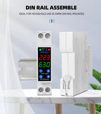 18MM 1P+N 63A 230V Dual Display Adjustable Digital Over Under Voltage Relay Surge Protector Limit Over Current Protection