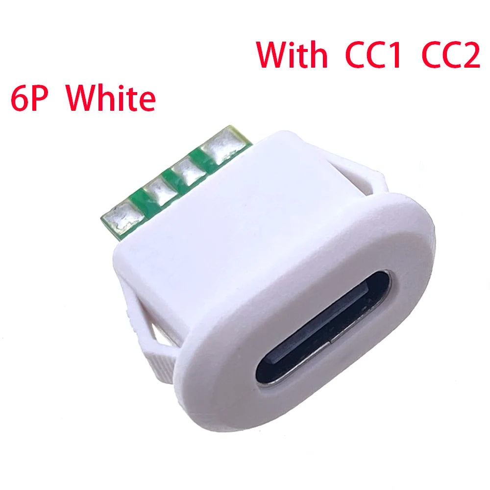 2-10pcs Buckle Female USB Type-C Waterproof Connector 5pin 6pin 5A High Current Fast Charging Socket USB-C Charging Plug