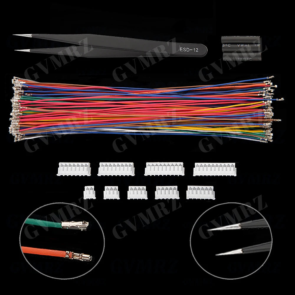 ZH1.5MM 15cm Cables Soft Silicone Wire 2P 3P 4P 5P 6P 7P 8P 9P 10P ZH 1.5mm and 2P-10P plastic shell Connector Kit