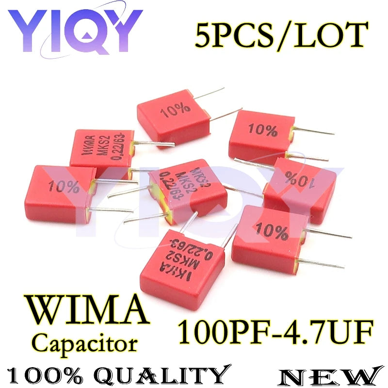 5PCS WIMA Capacitor 63V 100V 100PF 1000PF 0.1UF 1NF 100NF 680PF 4700PF 1UF 2.2UF 4.7UF 0.033UF 0.33UF 3.3UF Red square capacitor