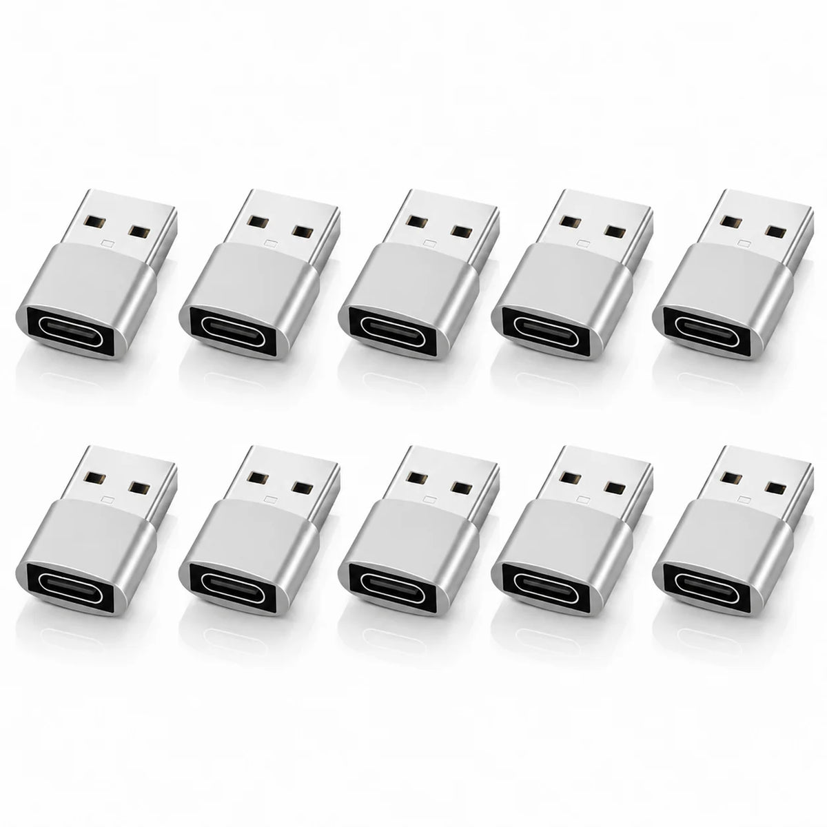 NNBILI 10Pack USB to USB C Adapter USBC Female to USB Male Super Fast Charging and OTG Converter For iPhone Xiaomi Huawei Laptop