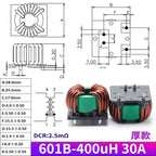 1pcs New Energy High-power Common-mode Inductor 47uh100uh30a High-current Magnetic Ring Plug-in Filter Inductor Coil