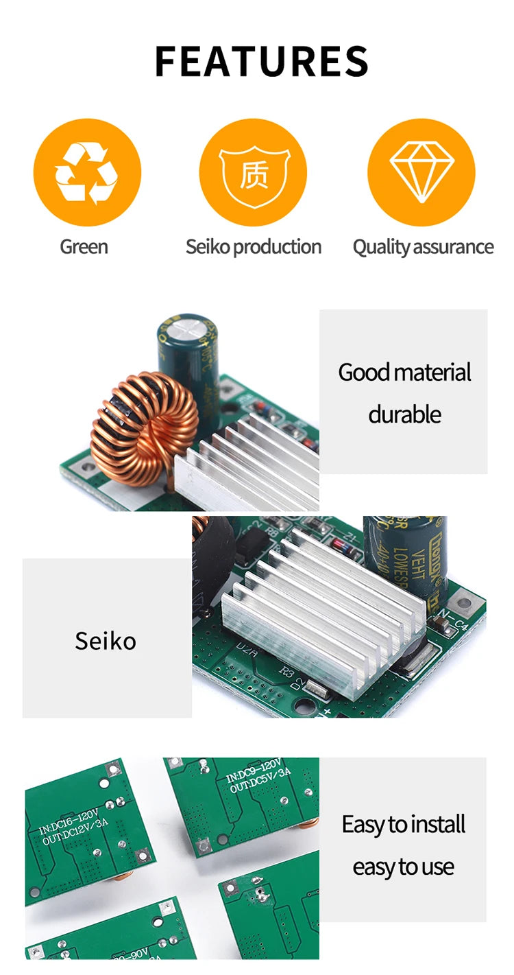DC 9V 12V 24V 36V 48V 72V 84V 120V to 5V 12V 3A Step Down Module Power Supply DC DC converter Non-isolated Buck Converter