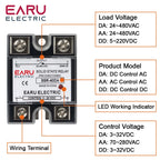 EARU Single Phase Solid State Relay Module SSR-25DA SSR-40DA SSR-40AA SSR-40DD SSR 10A/25A/40A/60A/80A/100A/120A/150A DD DA AA