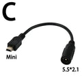 5.5*2.1mm DC Power Plug Waterproof Jacket Female To Micro USB / Mini USB / Type C Male Adapter Cable