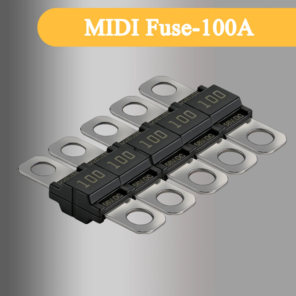 MIDI Fuse 30A-200A 58V Time-Delay High Current ANL Bolt-Down Fuse M5 Stud Mount for Automotive, Marine & RV MIDI AMI Fuse Holder