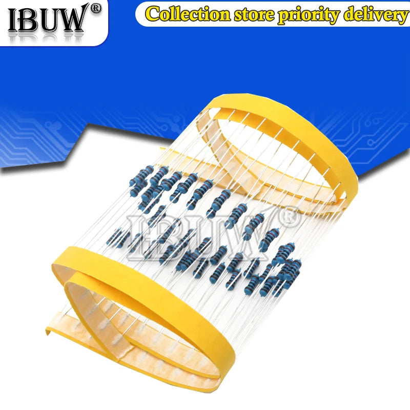 100PCS/lot 1/4W Metal film resistor 1R~22M 1% 100R 220R 1K 1.5K 2.2K  4.7K 10K 22K 47K 100K 100 220 1K5 2K2  4K7 ohm resistance