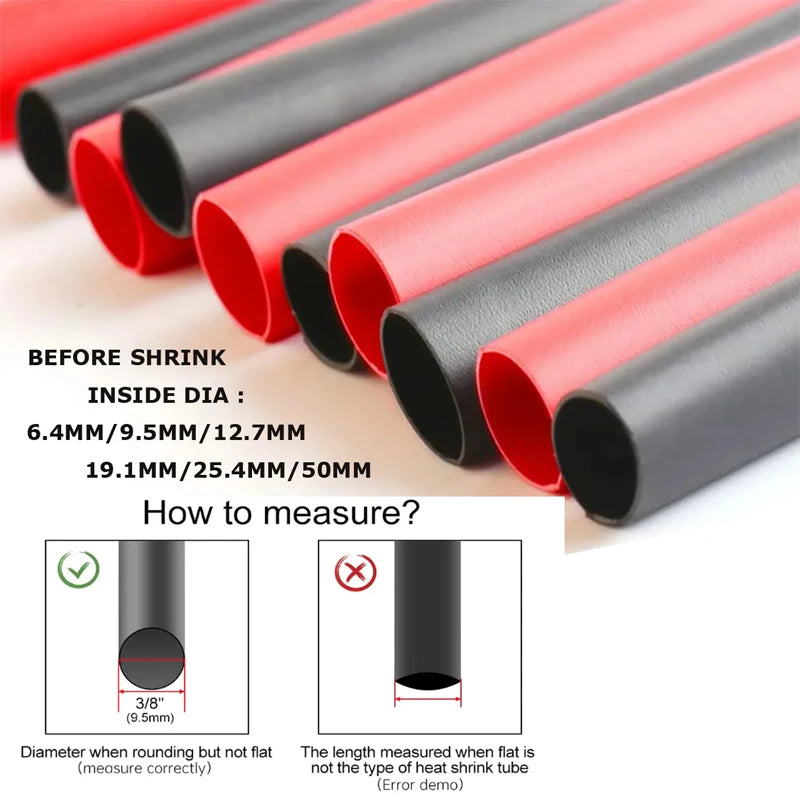 1~10m Heat Shrink Tube ID 1.6mm - 50mm 3:1/4:1 Ratio With Glue Adhesive Lined  Dual Wall Polyolefin ﻿Wrap Cable Protect Sleeve