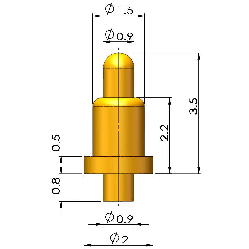 100pc DIP Pogo Spring Thimble H2.2/3/3.5/4.0/4.2/4.5/5.0/6.0/6.5 Antenna Shockproof Waterproof Bluetooth Headset Charge Test Pin