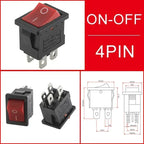 10/30/100 Pcs KCD1 Snap - in Boat Rocker Switch - SPST ON - OFF, 2/3/4 Pin, 250V 6A (AC) / 125V 10A, 2P Toggle Power Snap Switch