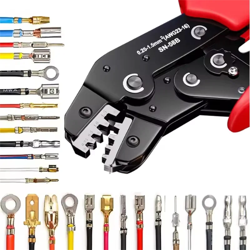Versatile Ratchet Crimping Tool Set for Open Barrel Pins, SATA, TE, JST, Molex, and Dupont Connectors