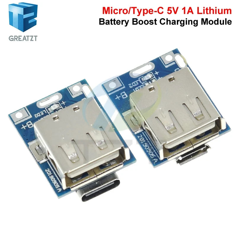 GREATZT 5V Boost Converter Step-Up Power Module Lithium Battery Charging Protection Board LED Display USB For DIY Charger 134N3P