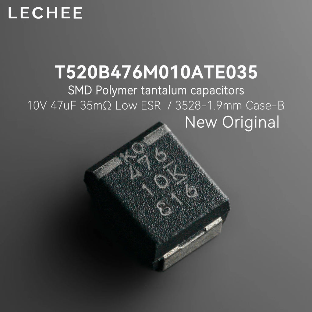 5pcs/lot 10V 47uF 35mR T520B476M010ATE035 SMD Polymer Solid Tantalum Capacitors Low ESR 3528 CASE-B New Original